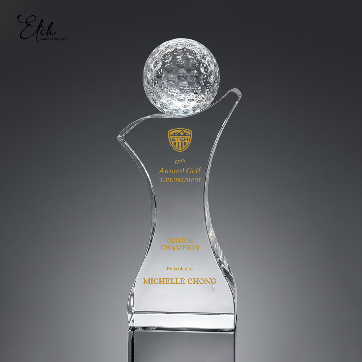 Crystal Golf Ball Prestige Trophy