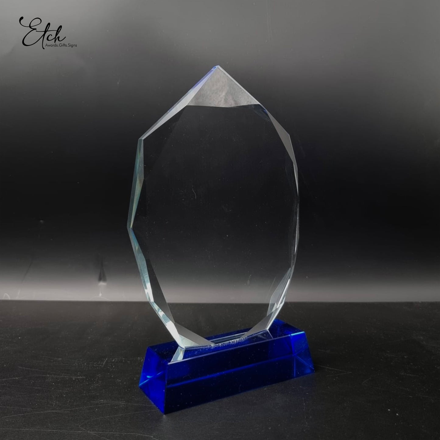 Diamond Crystal Trophy Award with Blue Base