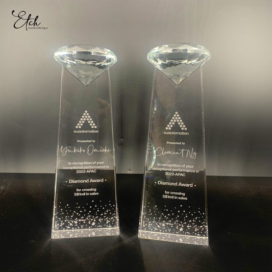 Diamond Design Crystal Plaque Award
