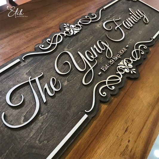 Script Family Name Sign Family Name Signs – Etch