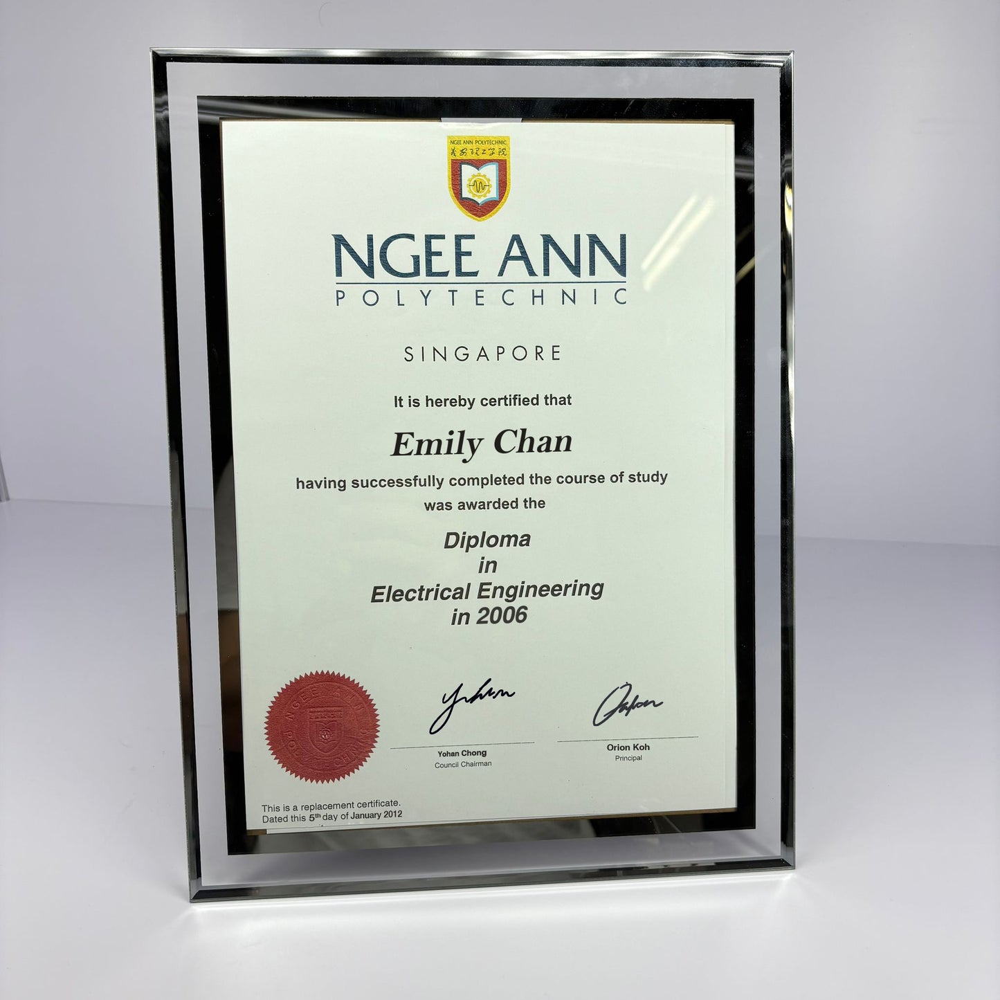 Glass Plaque with Paper Print