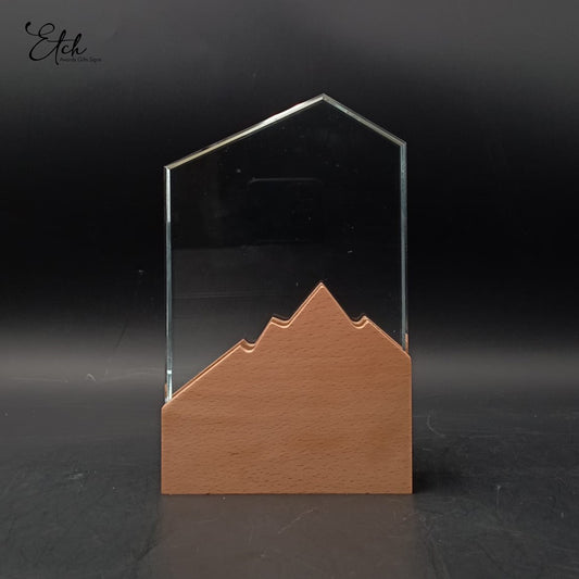 Home Crystal Trophy Award with Wood Base