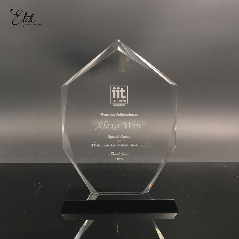 Imperial Jewel with Black Base Crystal Trophy Award – Etch