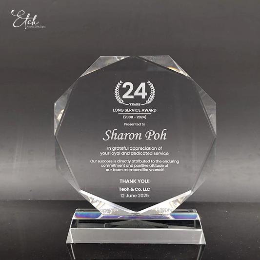 Octagon Crystal Trophy Award