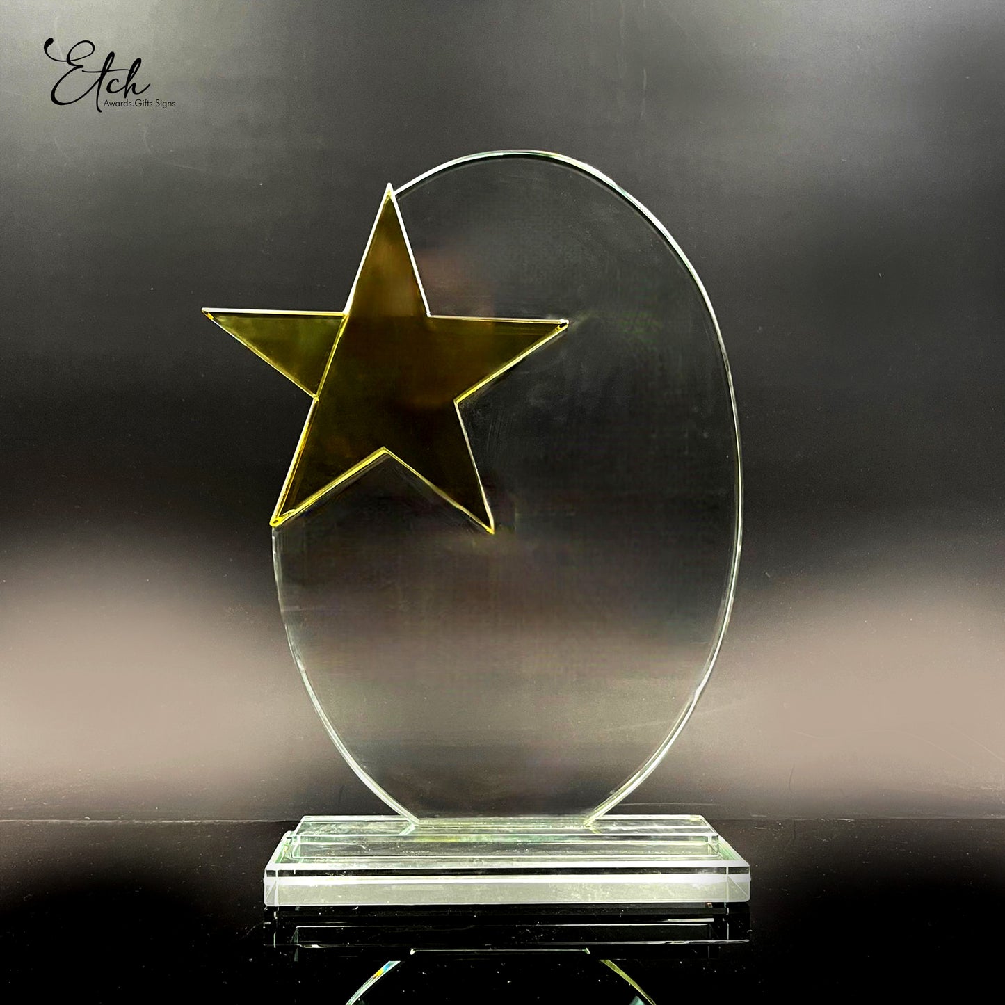 Oval Golden Star Trophy Award