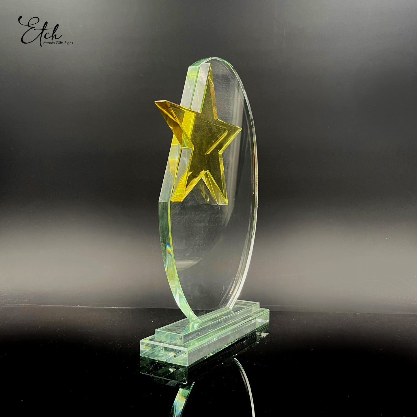 Oval Golden Star Trophy Award