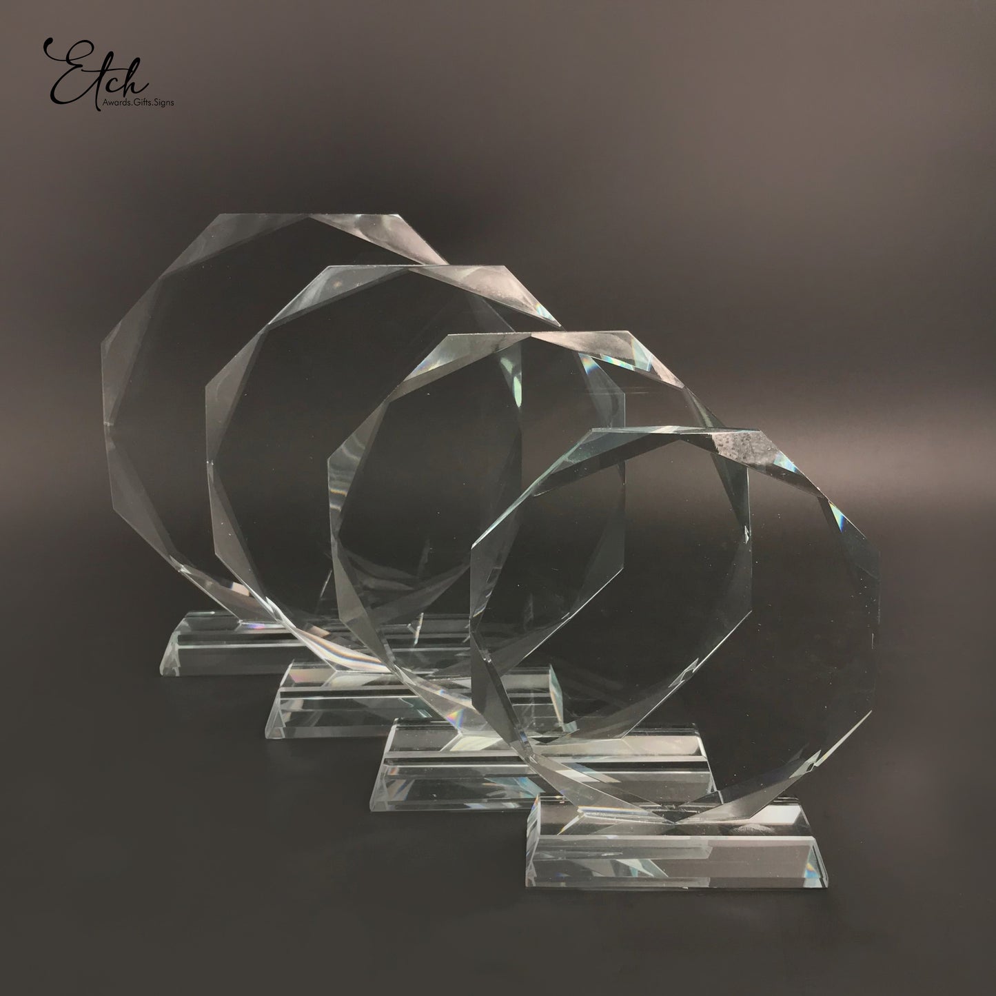 Octagon Crystal Trophy Award