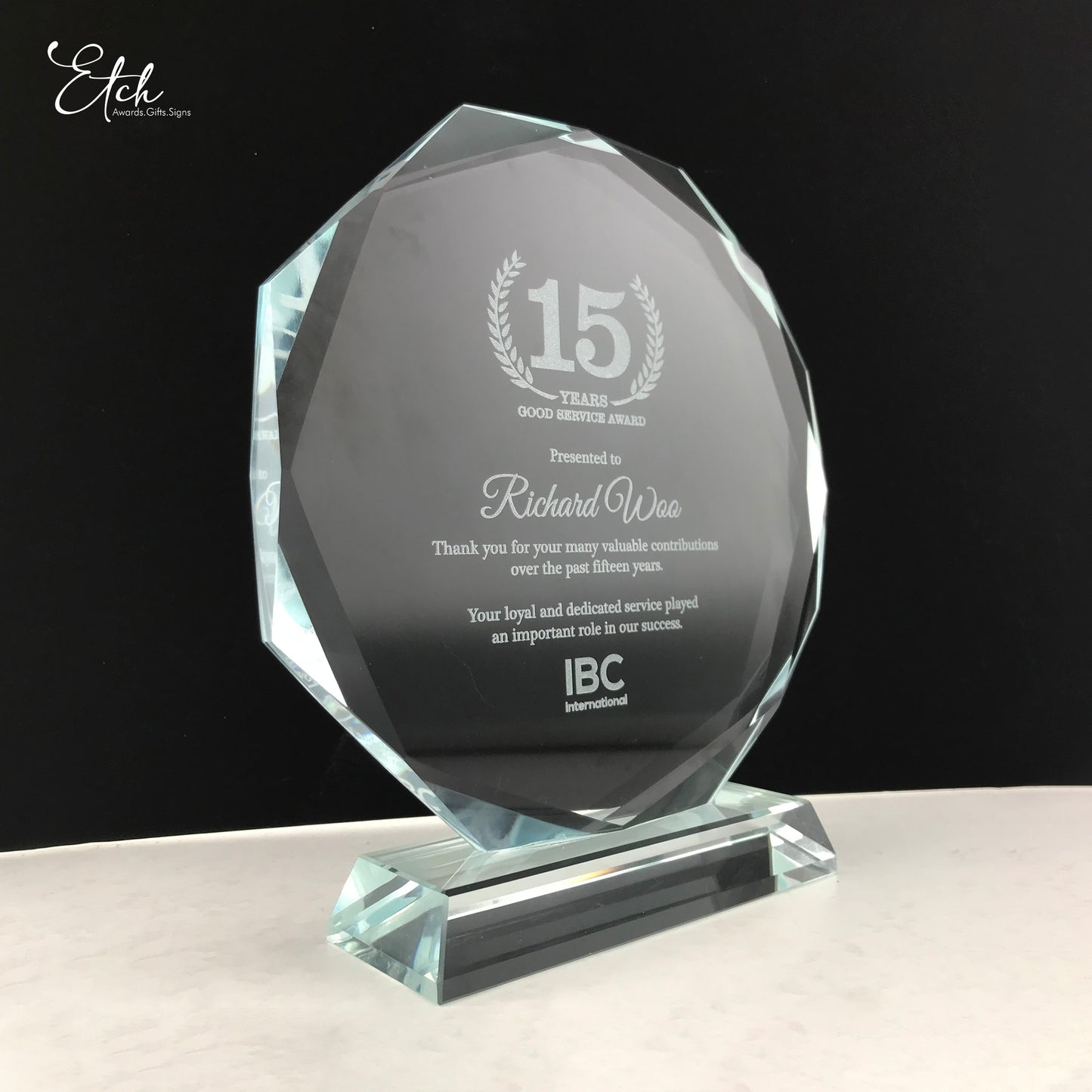 Octagon Crystal Trophy Award
