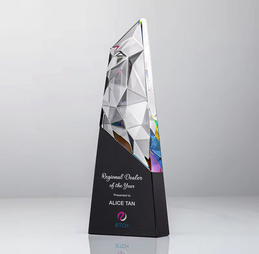 Reflective Peak Crystal Trophy Award
