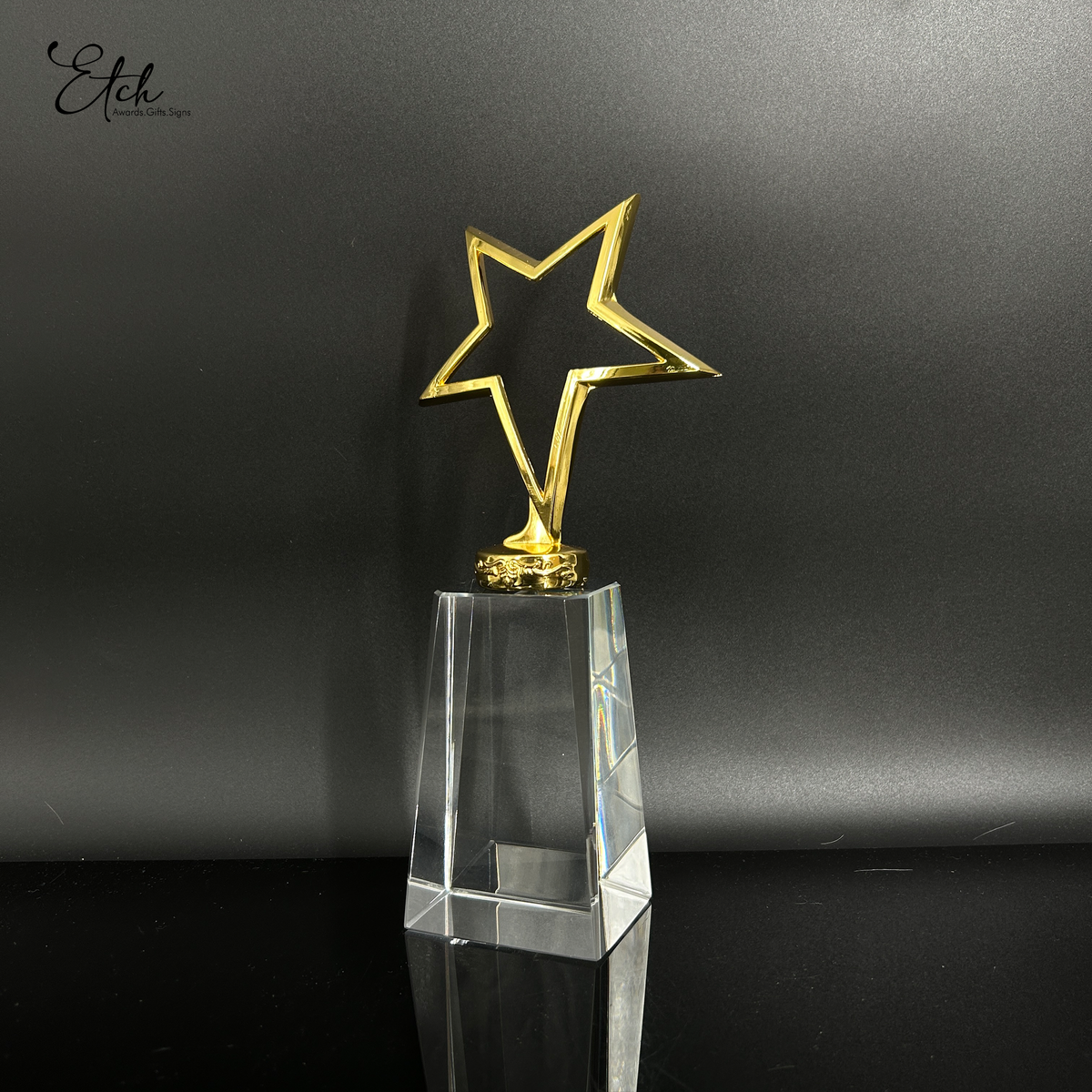 Small Torphy Small Star Trophy with Crystal Base – Etch