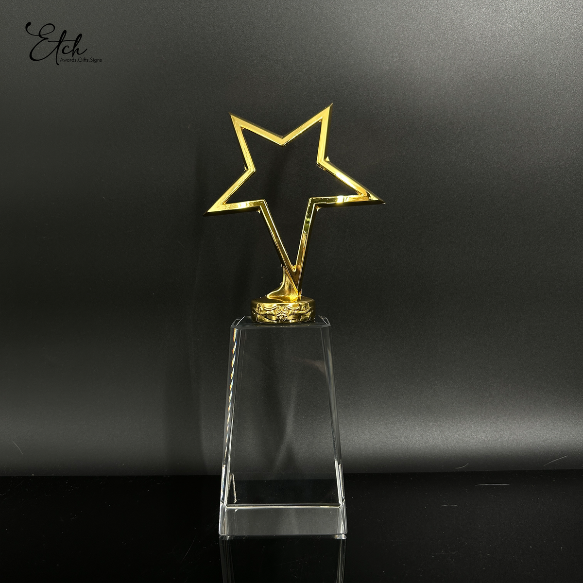 Small Torphy Small Star Trophy with Crystal Base – Etch