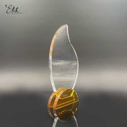 Solar Flame Trophy Award with Yellow Base