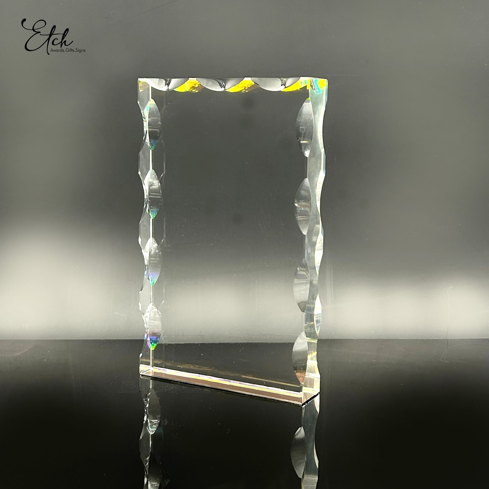 Wavy Crystal Block Award – Etch