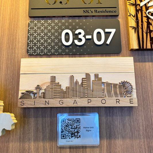 Etched Singapore Skyline on Wood Veneer