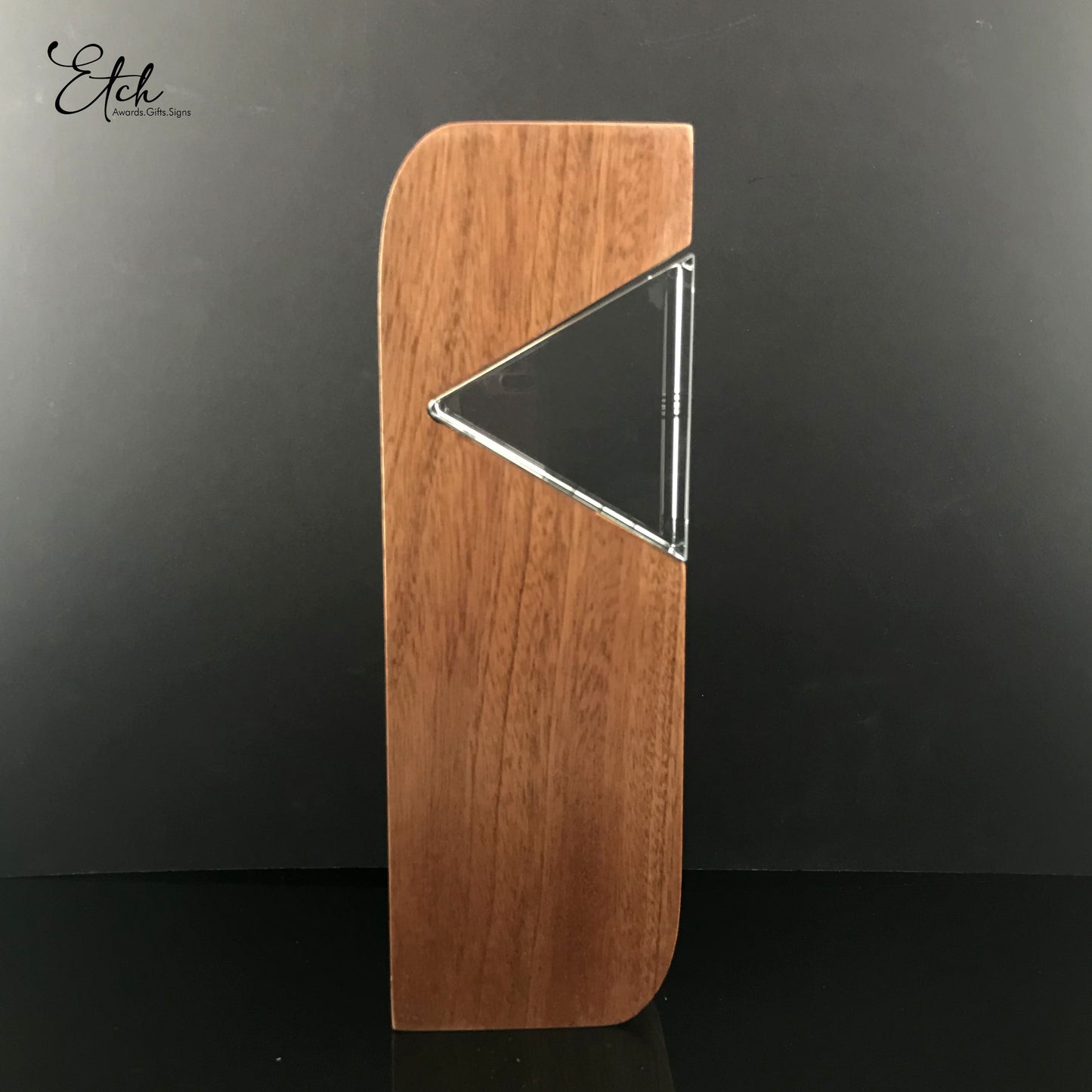 Wooden Award Block with Clear Crystal