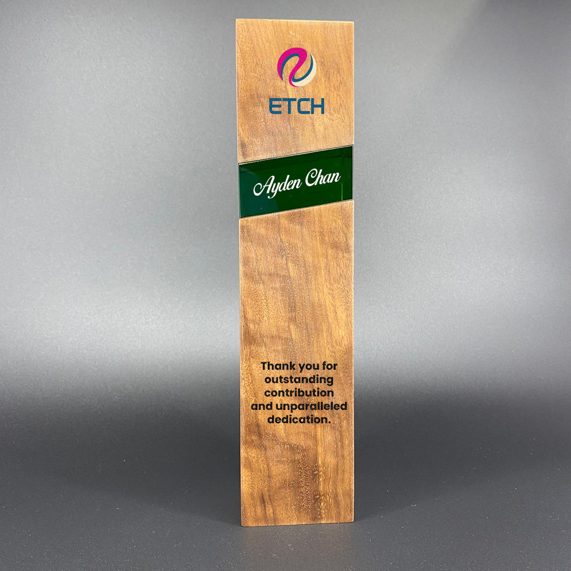 Jade Green Wood with Crystal Award