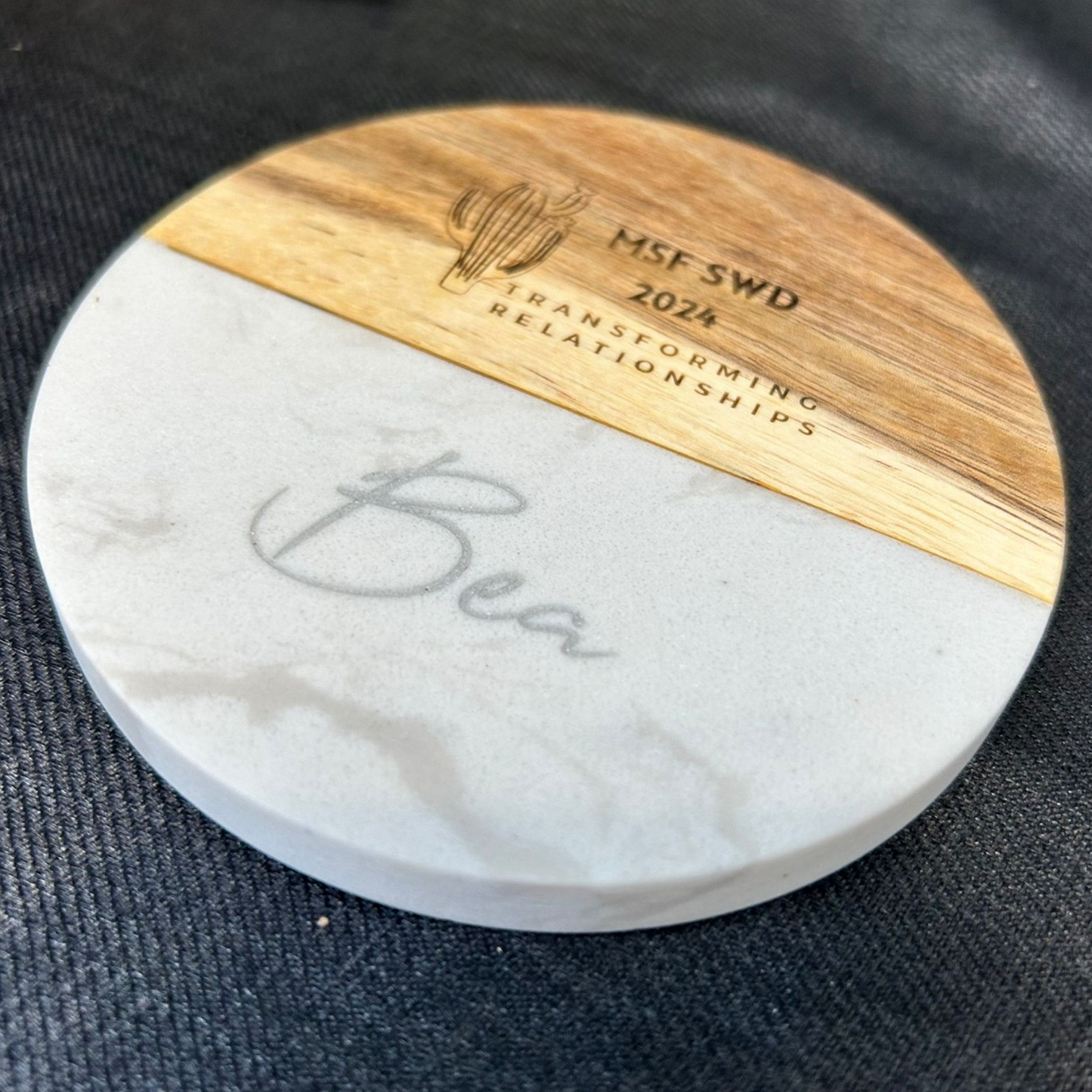 Custom Marble Wooden Coaster