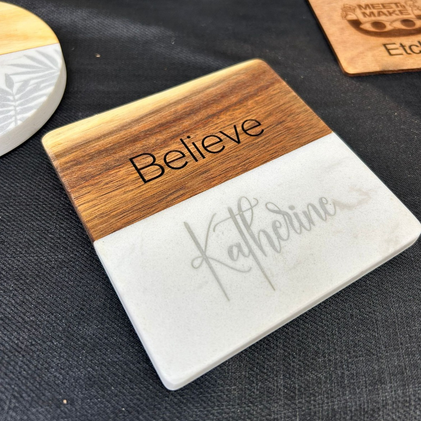 Custom Marble Wooden Coaster