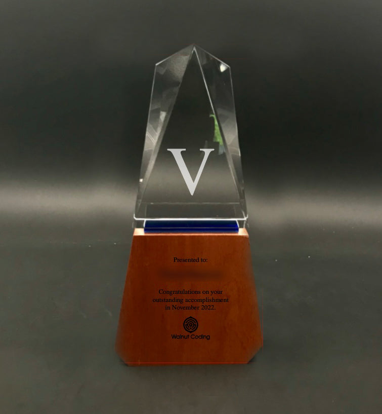 Victory Crystal Plaque with Wood Base