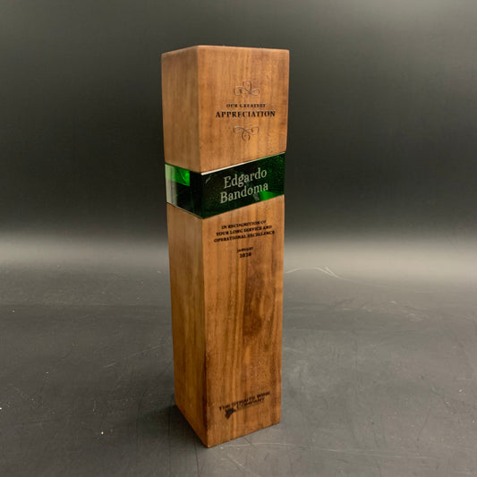 Jade Green Wood with Crystal Award