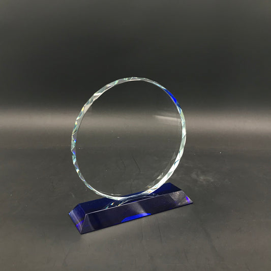 Brillant Round Crystal Plaque with Blue Base