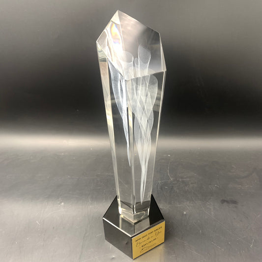 Tower Spiral 3D Design Crystal Trophy Award with Black Base