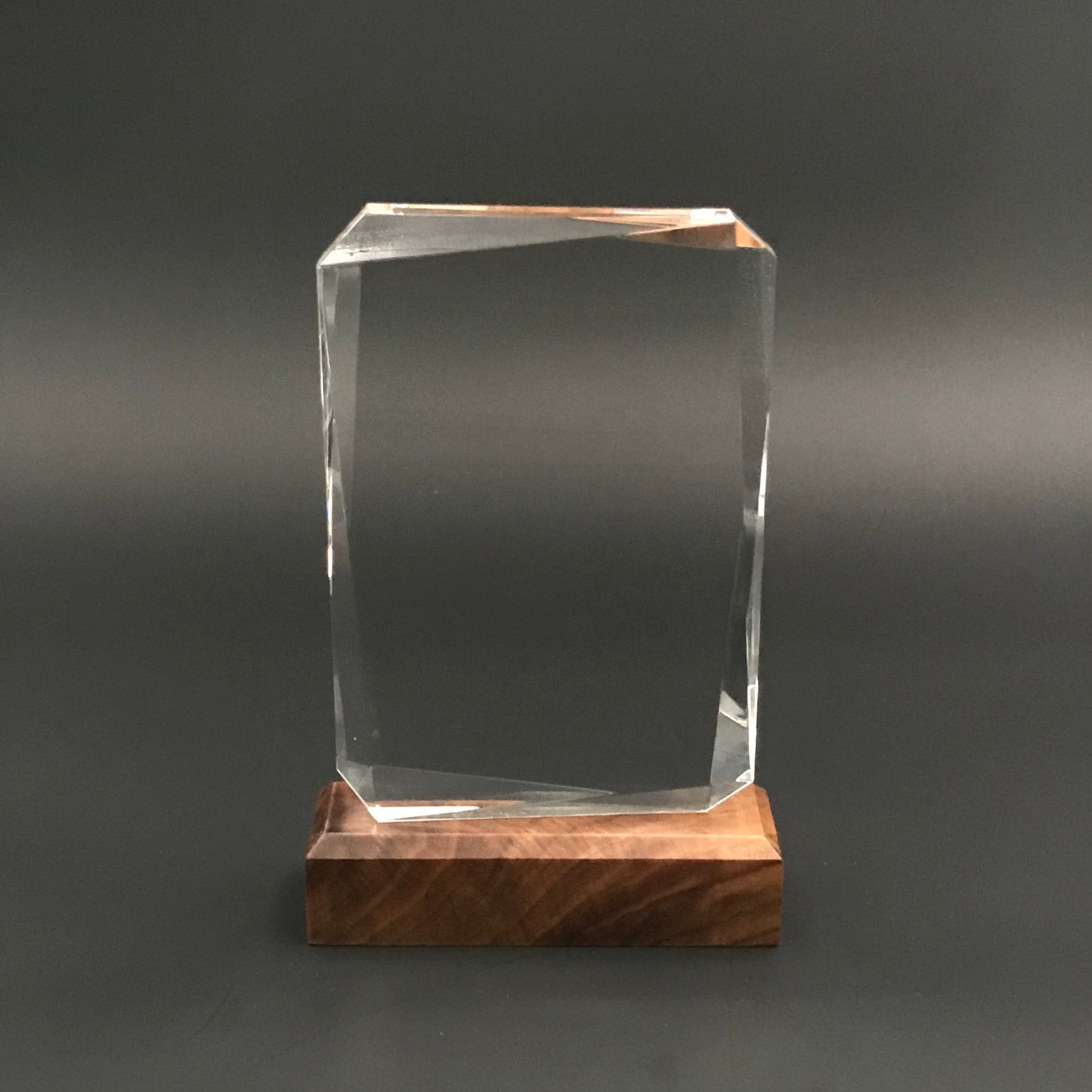 Classic Rectangular Crystal Plaque with Wood Base