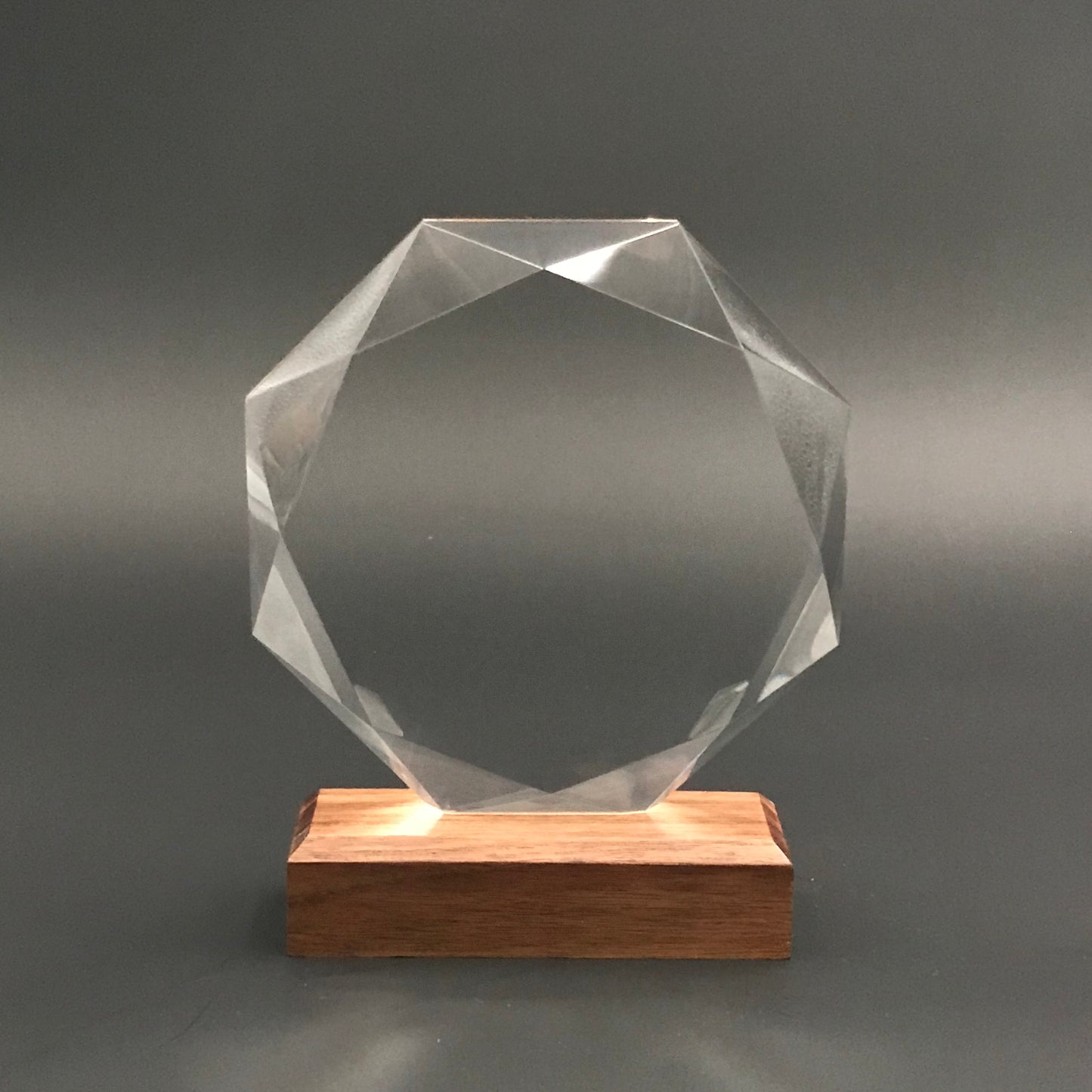 Classic Octagon Crystal Plaque with Wood Base