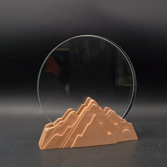 Round Crystal Plaque with Mountain Themed Base