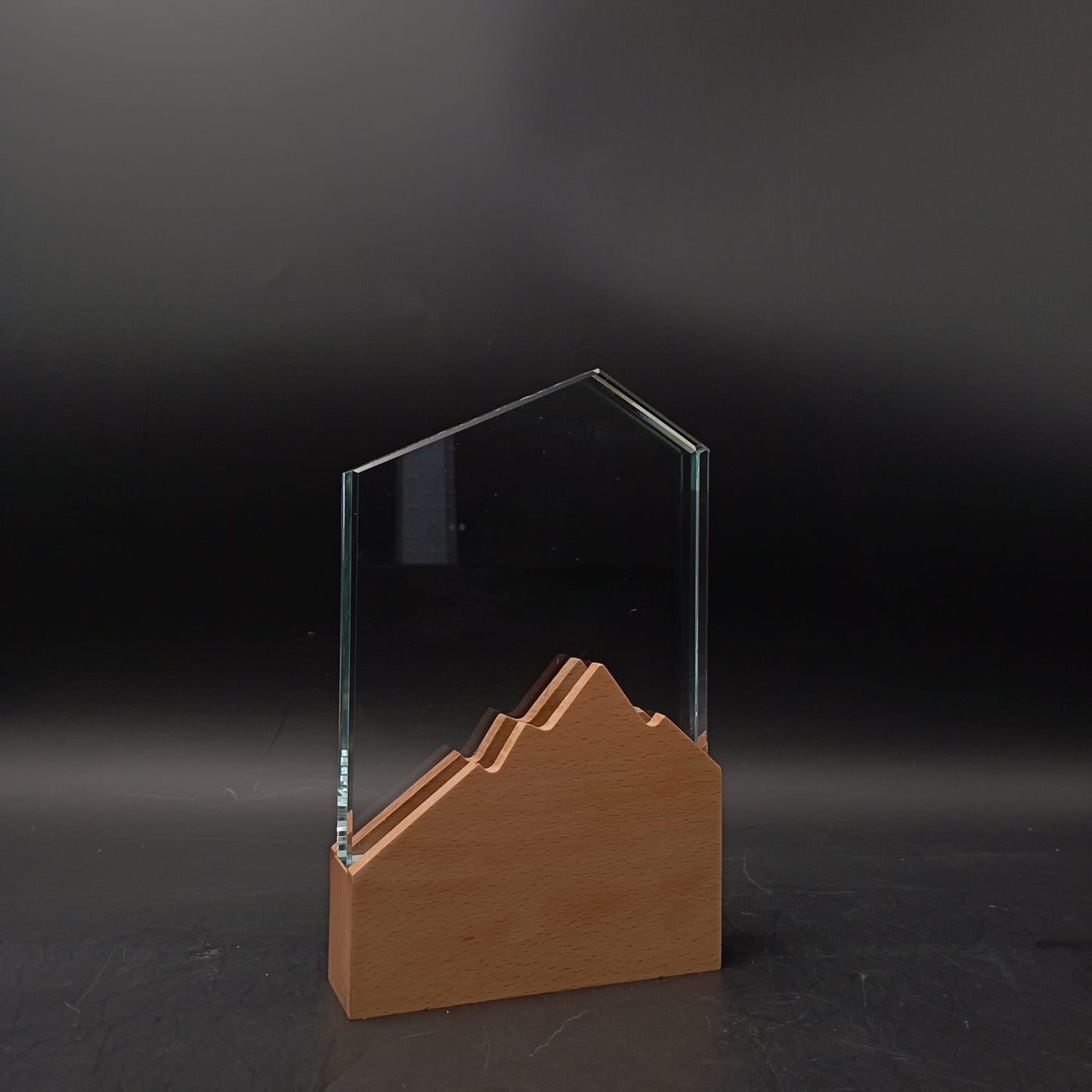 Home Crystal Plaque with Wood Base