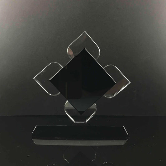 Multi-Faceted Diamond Crystal Trophy Award with Black Base