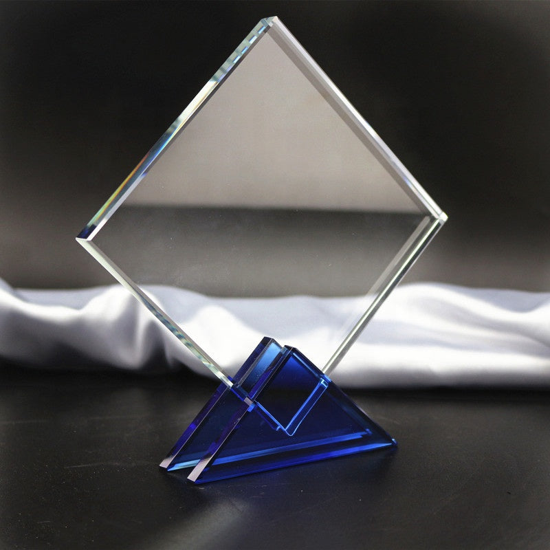 5" Diamond Crystal Plaque with Blue Base